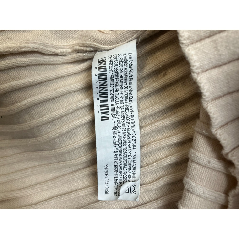 Forever 21‎ Sweater Dress Womens Medium Ivory Ribbed Knit V Neck Button Front - Picture 5 of 13